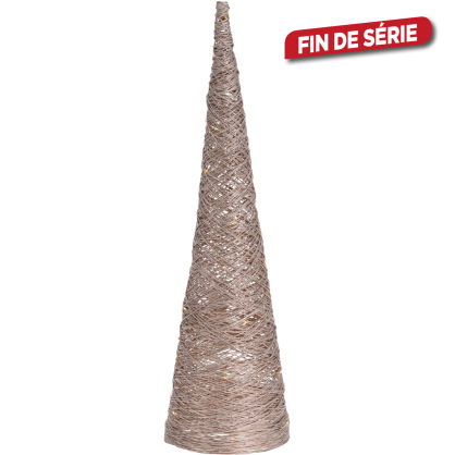 Cône en raffia LED blanc chaud 60 cm