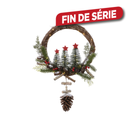 Couronne de Noël en bouleau LED 35 x 55 cm LUMINEO