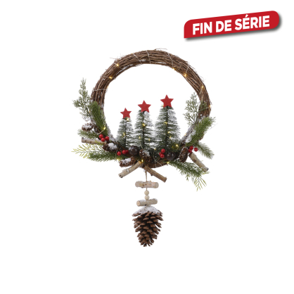 Couronne de Noël en bouleau LED 35 x 55 cm LUMINEO