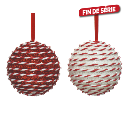 Boule de Noël en mousse rouge et blanche Ø 10 cm DECORIS