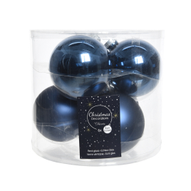 Boule de Noël en verre bleu nuit Ø 8 cm 6 pièces DECORIS