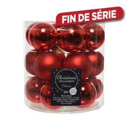 Boule de Noël en verre rouge Noël Ø 4 cm 18 pièces DECORIS