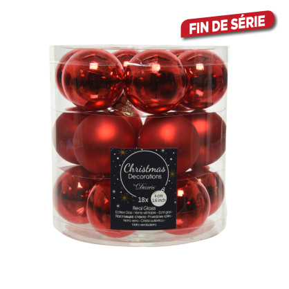 Boule de Noël en verre rouge Noël Ø 4 cm 18 pièces DECORIS