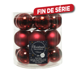 Boule de Noël en verre bordeaux Ø 4 cm 18 pièces DECORIS