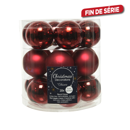 Boule de Noël en verre bordeaux Ø 4 cm 18 pièces DECORIS