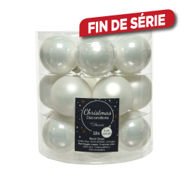 Boule de Noël en verre blanc hiver Ø 4 cm 18 pièces DECORIS