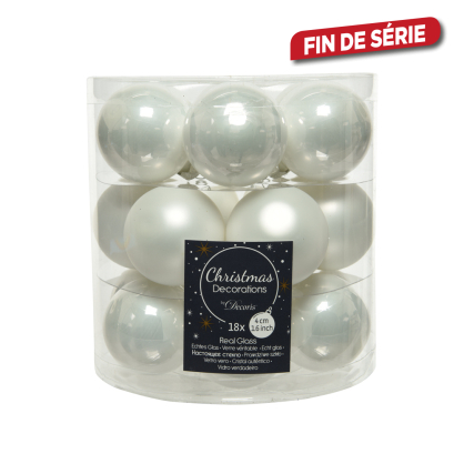 Boule de Noël en verre blanc hiver Ø 4 cm 18 pièces DECORIS