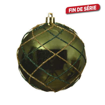 Boule de Noël incassable carreaux vert pin Ø 8 cm DECORIS