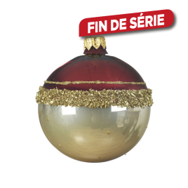 Boule de Noël en verre bordeaux et perle Ø 8 cm DECORIS