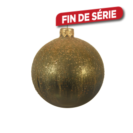 Boule de Noël en verre pailletée vert pin Ø 8 cm DECORIS