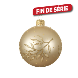 Boule de Noël en verre branche perle Ø 8 cm DECORIS