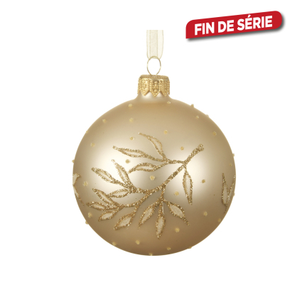 Boule de Noël en verre branche perle Ø 8 cm DECORIS