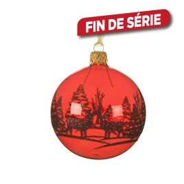 Boule de Noël en verre renne rouge Ø 8 cm DECORIS