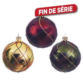 Boule de Noël en verre carreaux Ø 8 cm DECORIS