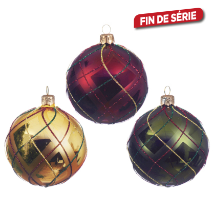 Boule de Noël en verre carreaux Ø 8 cm DECORIS