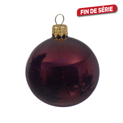 Boule de Noël en verre bordeaux Ø 15 cm DECORIS