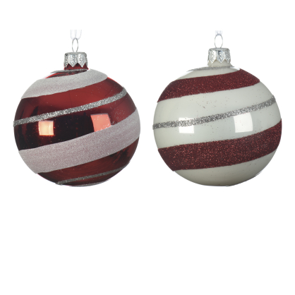 Boule de Noël en verre avec volutes horizontales Ø 8 cm DECORIS