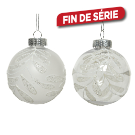 Boule de Noël incassable avec feuilles Ø 8 cm DECORIS