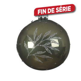 Boule de Noël en verre branche vert mousse Ø 8 cm DECORIS