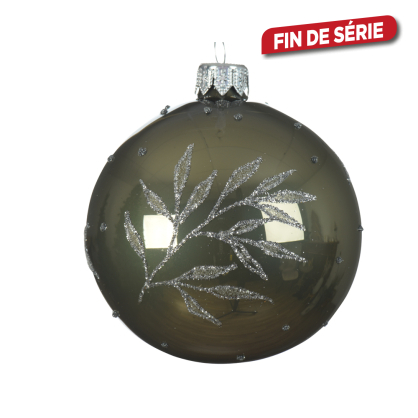 Boule de Noël en verre branche vert mousse Ø 8 cm DECORIS