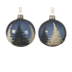 Boule de Noël en verre avec sapins bleu nuit Ø 8 cm DECORIS