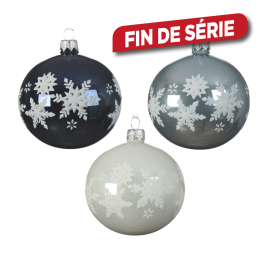 Boule de Noël en verre avec flocons Ø 8 cm DECORIS