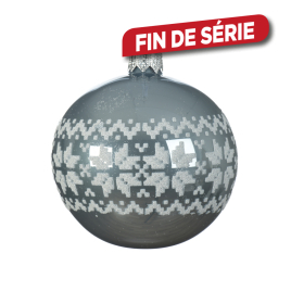 Boule de Noël en verre bleu brumeux Ø 8 cm DECORIS