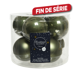 Boule de Noël en verre vert mousse Ø 7 cm 8 pièces DECORIS