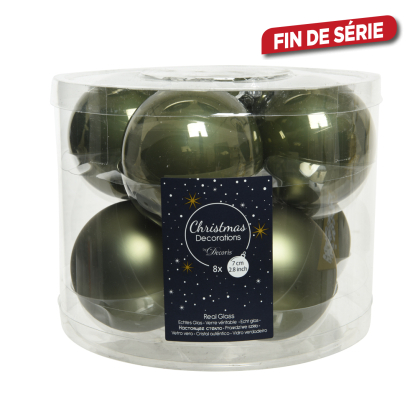 Boule de Noël en verre vert mousse Ø 7 cm 8 pièces DECORIS