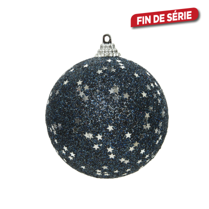 Boule de Noël en mousse avec étoiles bleu nuit Ø 8 cm DECORIS