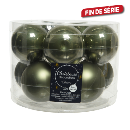 Boule de Noël en verre vert mousse Ø 6 cm 10 pièces DECORIS