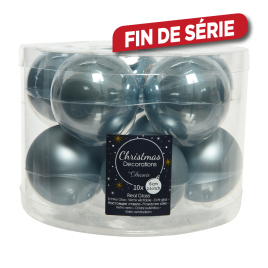 Boule de Noël en verre bleu brumeux Ø 6 cm 10 pièces DECORIS