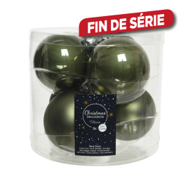 Boule de Noël en verre vert mousse Ø 8 cm 6 pièces DECORIS