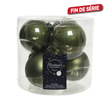 Boule de Noël en verre vert mousse Ø 8 cm 6 pièces DECORIS