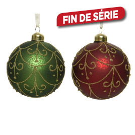 Boule de Noël en verre Ø 8 cm volutes DECORIS