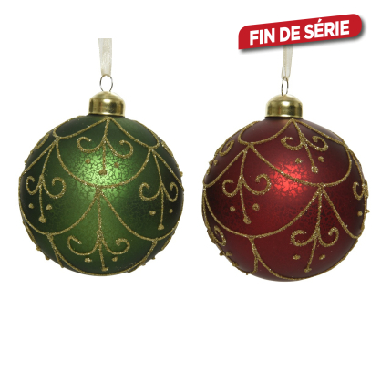 Boule de Noël en verre Ø 8 cm volutes DECORIS