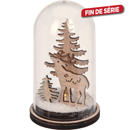 Scène de Noël sous cloche LED Ø 7 x 11 cm