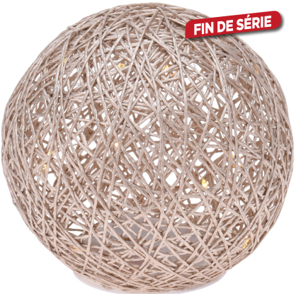 Sphère Raffia LED blanc chaud Ø 15 cm