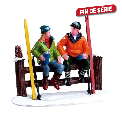 Figurine duo de skieurs en pause café LEMAX