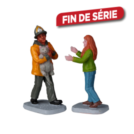 Set de figurines sauvetage d'un chat 2 pièces LEMAX