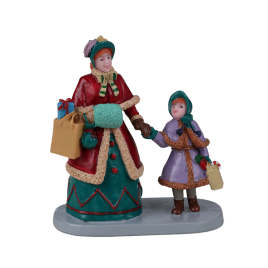 Figurine mère et fille aux courses LEMAX