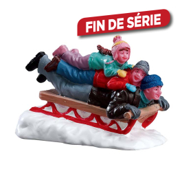 Figurine père en luge avec ses enfants LEMAX