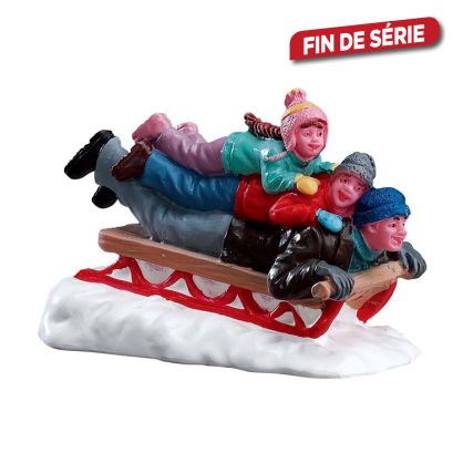 Figurine père en luge avec ses enfants LEMAX