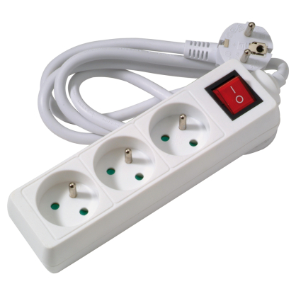 Multiprise 6 prises blanc avec interrupteur - Electro Dépôt