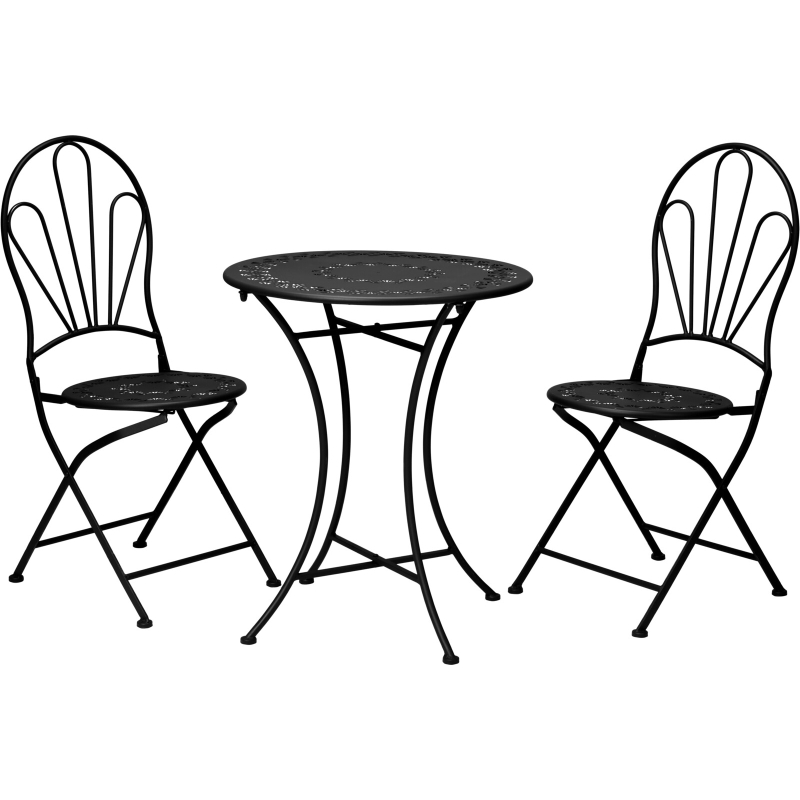 Ensemble table rabattable + 2 chaises pliantes en teck Marbella