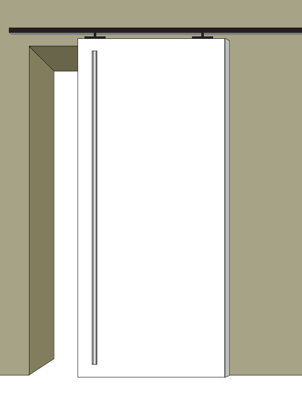 Kit porte coulissante avec rail Plane - 63 cm