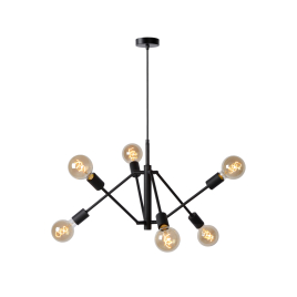 Suspension Lester noire E27 6 × 40 W LUCIDE