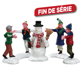 Set de figurines ronde autour d'un bonhomme de neige 3 pièces LEMAX