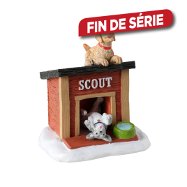 Figurine duo de chiens avec niche Scout LEMAX