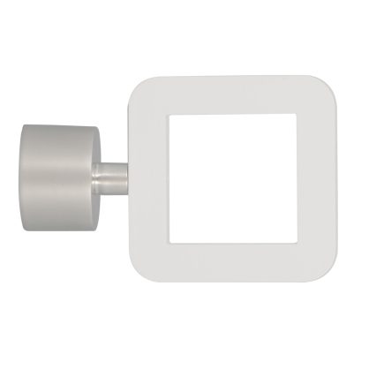 Embout de fermeture pour tringle en bois Carré blanc laqué et chrome mat Ø 28 mm MOBOIS